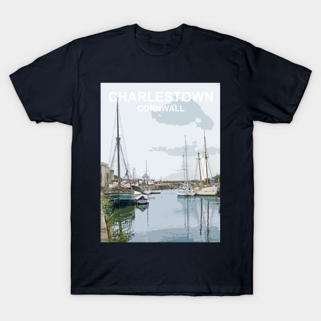 Charlestown Cornwall.  Cornish gift Kernow Travel location poster, St Austell T-Shirt by BarbaraGlebska